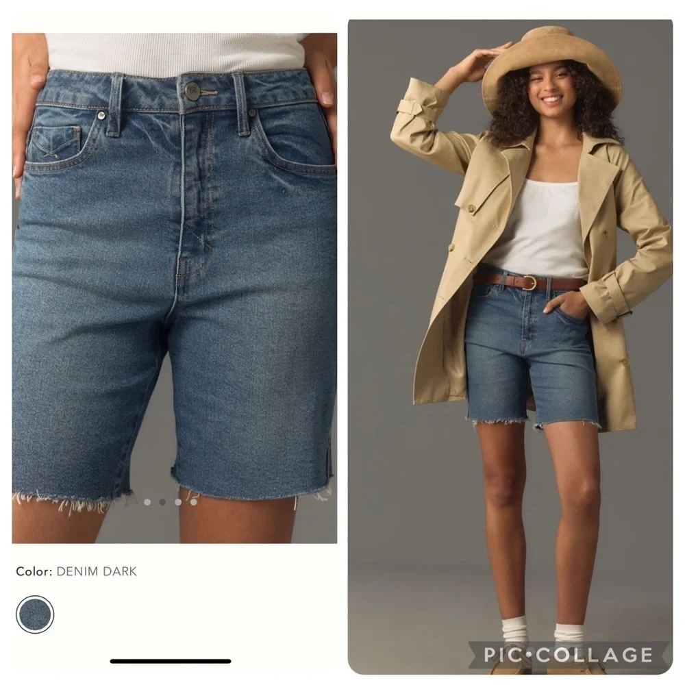 NWT new 26 Anthropologie unpublished Tessa denim Bermuda shorts jean dark - Picture 7 of 17